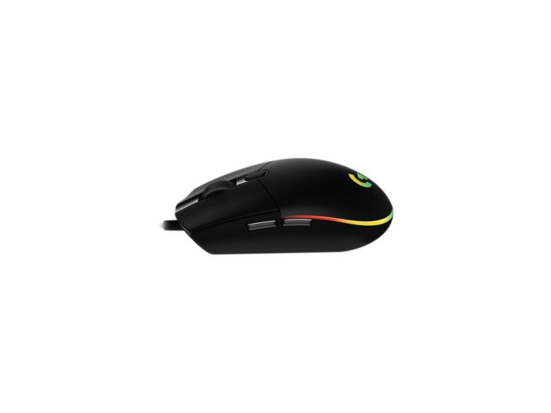 Logitech G203 Wired Gaming Mouse, 8,000 DPI, Rainbow Optical Effect LIGHTSYNC RGB, 6 Programmable Buttons, On-Board Memory, Screen Mapping, PC/Mac Computer and Laptop Compatible - Black