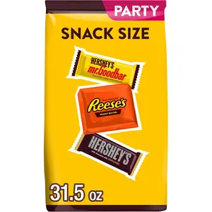 HERSHEY'S and REESE'S Assorted Chocolate Flavored Snack Size, Christmas Candy Party Pack, 31.5 oz