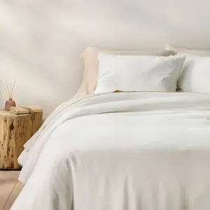 King Heavyweight Linen Blend Duvet Cover & Sham Set White - Casaluna: OEKO-TEX Certified, Zipper Closure, Year-Round