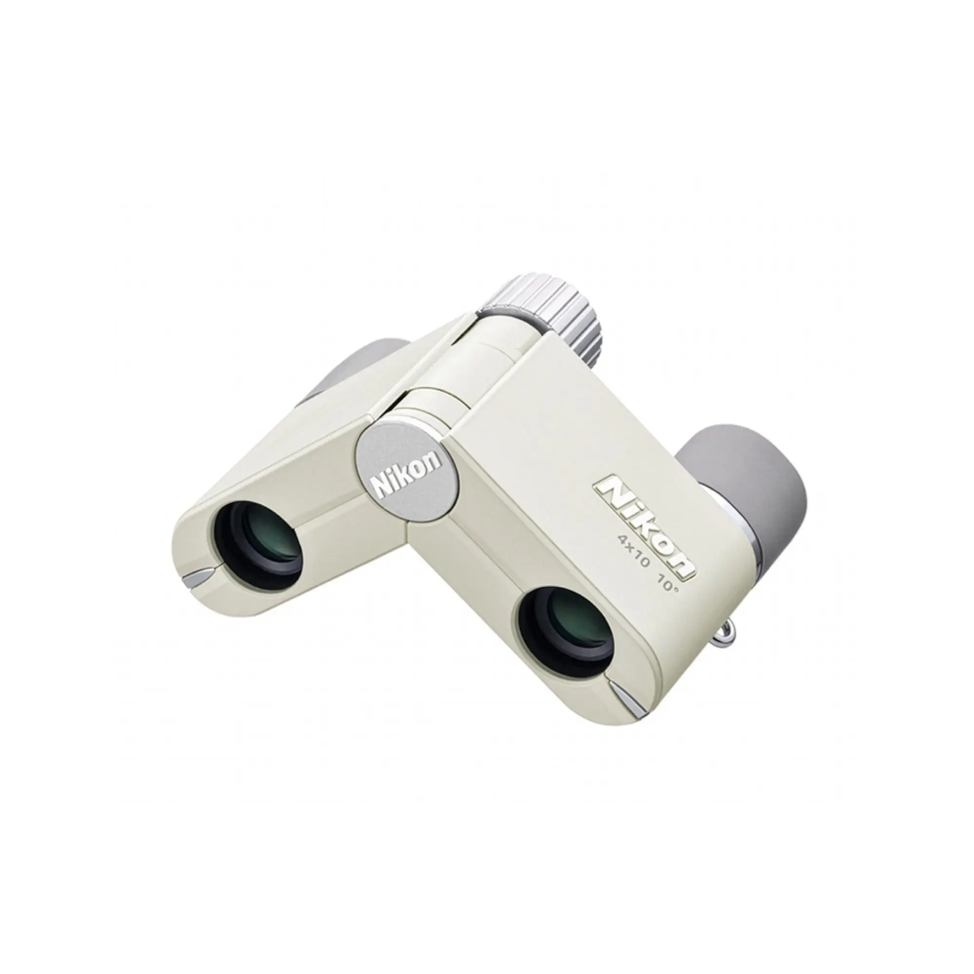 Nikon 4x10D CF Slim Lightest Thinnest Leather Pocket Binoculars - Bright in Dim Light, Elegant Design, Textured Leather, Center Hinge, Multilayer Coating, Museum-Ready (Ivory White) for Art Enthusiasts, Lightweight