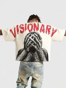 Visionary Dark Art Print Short Sleeve T-Shirt, Spring Summer Fashion Casual Street Vintage Tee, Men's Trendy Clothing