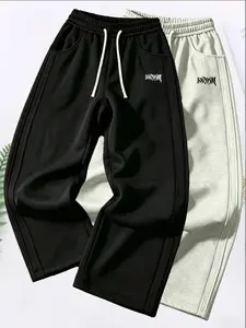 Men's Printed 2-Piece Tracksuit, Casual Baggy Long Sleeve & Pants Set for Streetwear, Yoga & Lounging