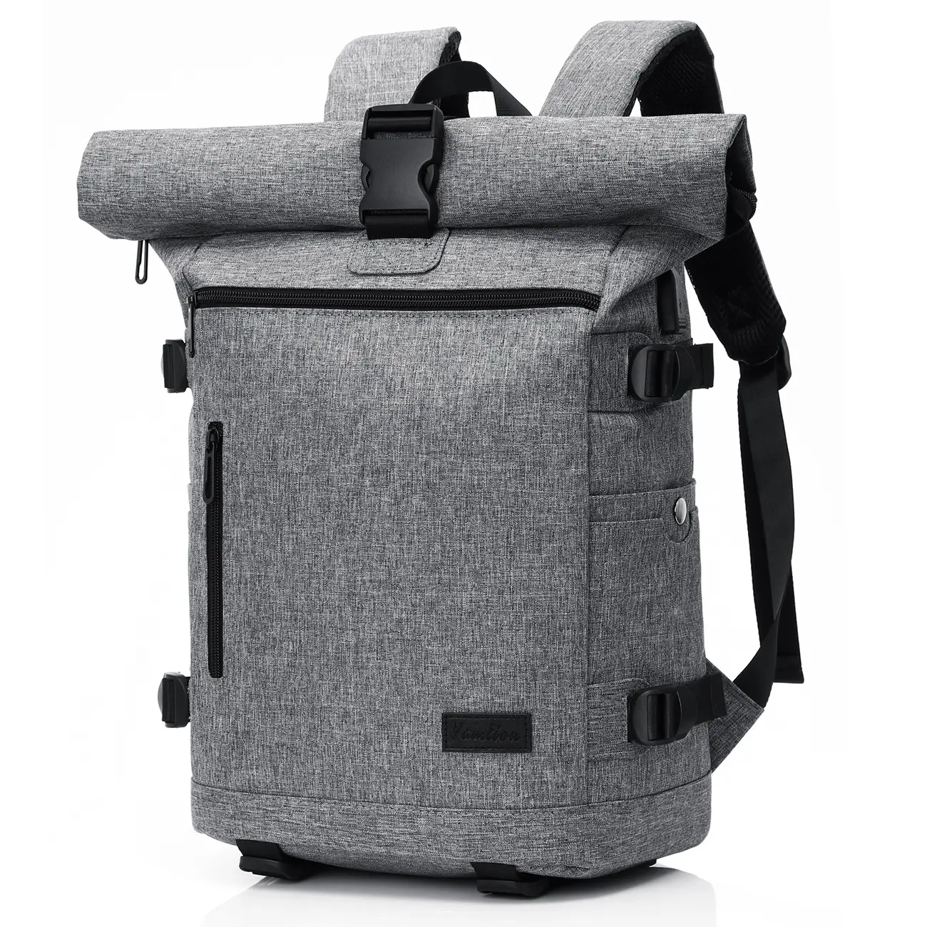 Waterproof Roll Top Backpack, Expandable 15 Inch Laptop Backpack with USB Port, Anti-Theft Travel & Work Backpack