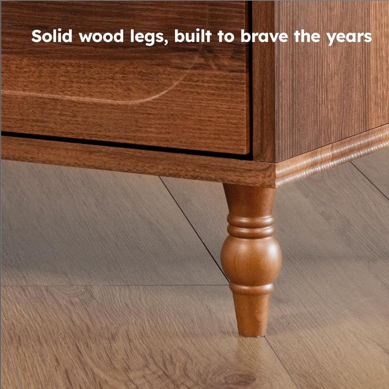 BERRY NEST 6 Drawer Dresser for Bedroom, 47" Wide Mid-Century Chest of Drawers with Solid Wood Legs, Dark Walnut Wood Dresser with 6 Storage Drawers for Bedroom, Living Room, TV Stand