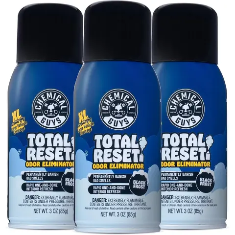 Chemical Guys Total Reset Deodorizer Odor Eliminator Aerosol, 3 oz Auto Accessories Interior Spray, Whole-Car Odor Hit, Smoke & Pet Remover, AC-System Targeting, Revives Stale Car Interiors, Cleaning Solution