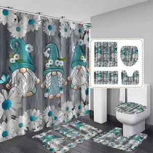 Creative Christmas Elf Bath Curtain Set, Includes Hooks, Bathroom Decor, Ideal Gift for Family & Friends, Home Decoration Accessories