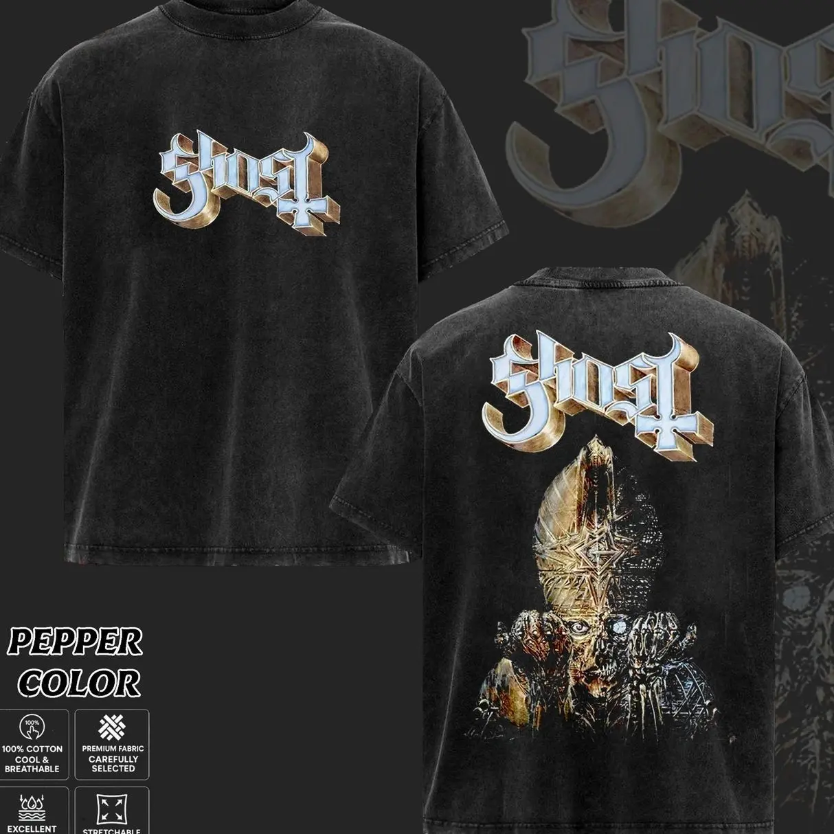 [COLLECTION] Ghost Band T-Shirt Collection, The Band Ghost Graphic Tee, Vintage Occult Rock Shirt, Papa Emeritus Inspired Shirts, Dark Fantasy Church Graphic T-Shirt, Gift for Metal Music Lovers, Merch for Men & Women 410