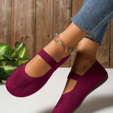 Women's Fairy Style Mary Jane Shoes Breathable Mesh Slip-On Flats, Ballet flats, Summer Hollow Out Design, Comfortable Casual Footwear, Daily Wear Shoes, Fashion Flat Shoes