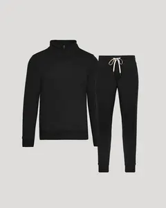 Black Half Zip Fleece Sweatshirt & Jogger 2-Pack