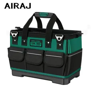 AIRAJ 16/18 Inch Detachable Tool Bag, Waterproof Large Capacity Fabric, Multi-Pocket Design for Electricians and Plumbers, Reflective Strip, Wide Mouth Opening
