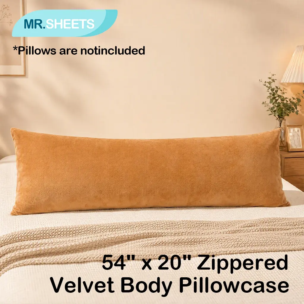FLXXIE Velvet Body Pillowcase, Super Soft Fuzzy Flannel, Long Pillow Cover, Warm Cozy, 20x54 Inches, Soft Comfy Bedding, Solid Color Bedding