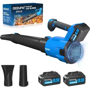 Brushless Leaf Blower with 2 x 4.0Ah Battery and Charger,3 Speed Mode MAX 580CFM Brushless Motor, Blower for Lawn Care,,Leaves,Dust,and Snow Removal