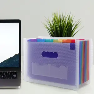 12 Pockets Accordion File Organizer, ADHD Office Accessories Colored Tabs, A4 Size, Portable Design, Expanding File Folders