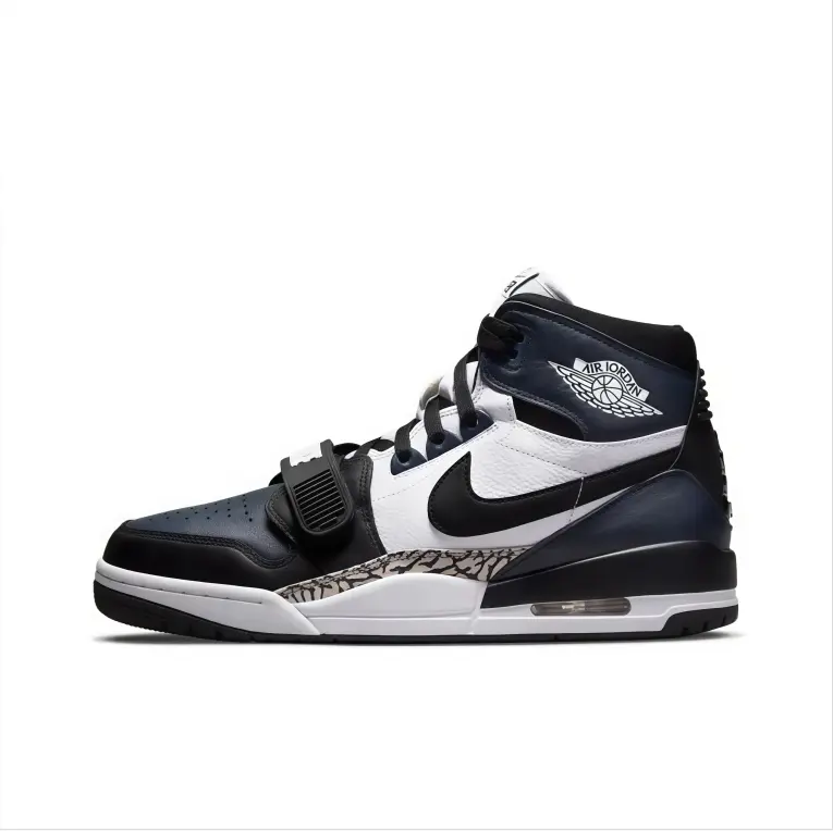 Basketball sneakers black white navy upper high top adjustable strap air cushion midsole timeless contrasting tone clean vintage silhouette long‑wearing all‑match urban unisex sneakers