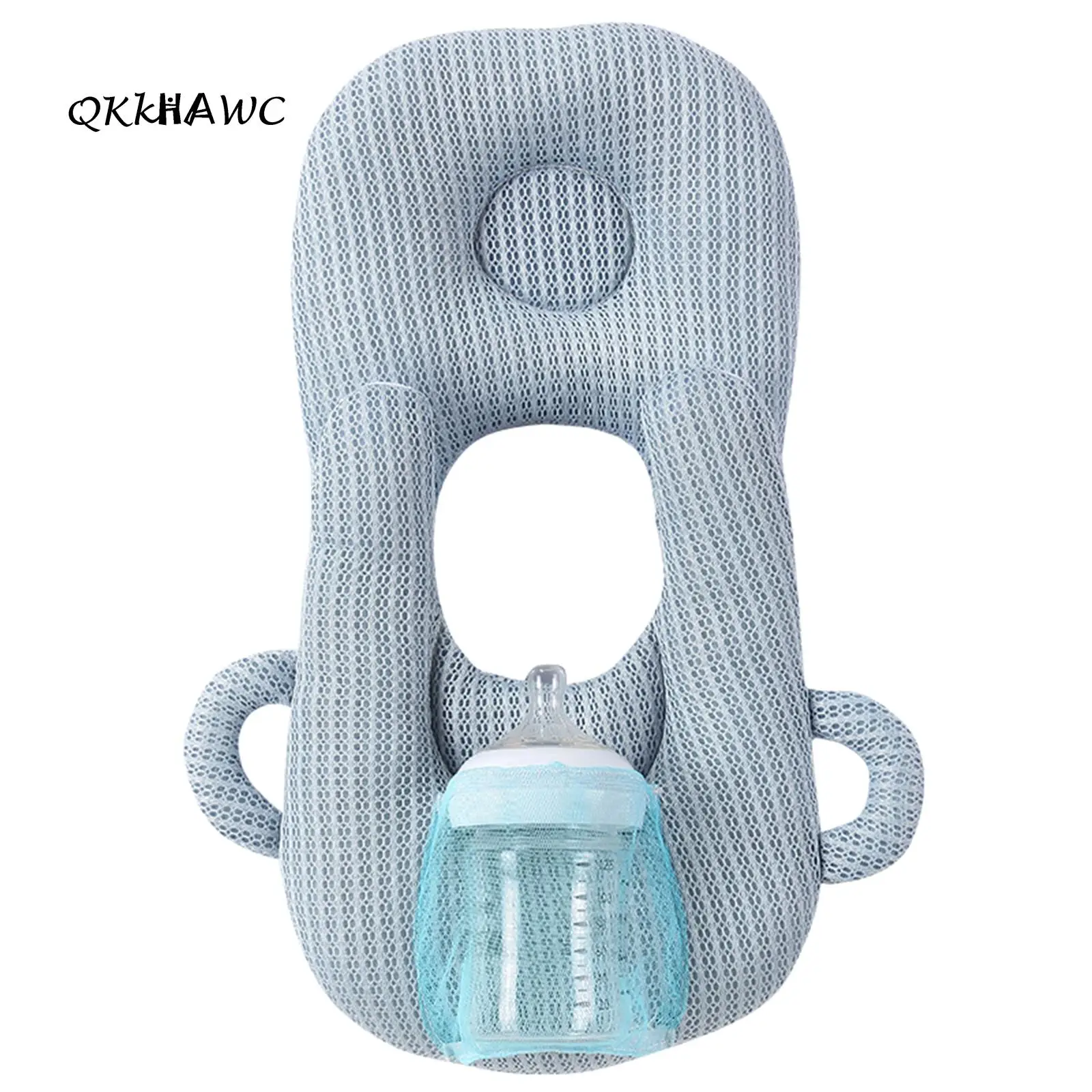 Infant Nursing Pillow, U-shape with Fixed Feeding Bottle Bag, Double Ears Handle Accessory