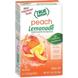True Lemon Peach Lemonade 10ct (Pack of 1) - Drink Mix - No Artificial Sweeteners, Low Calorie - Powdered Drink Mixes & Flavors - Water Flavor Packets & Water Enhancer with Stevia