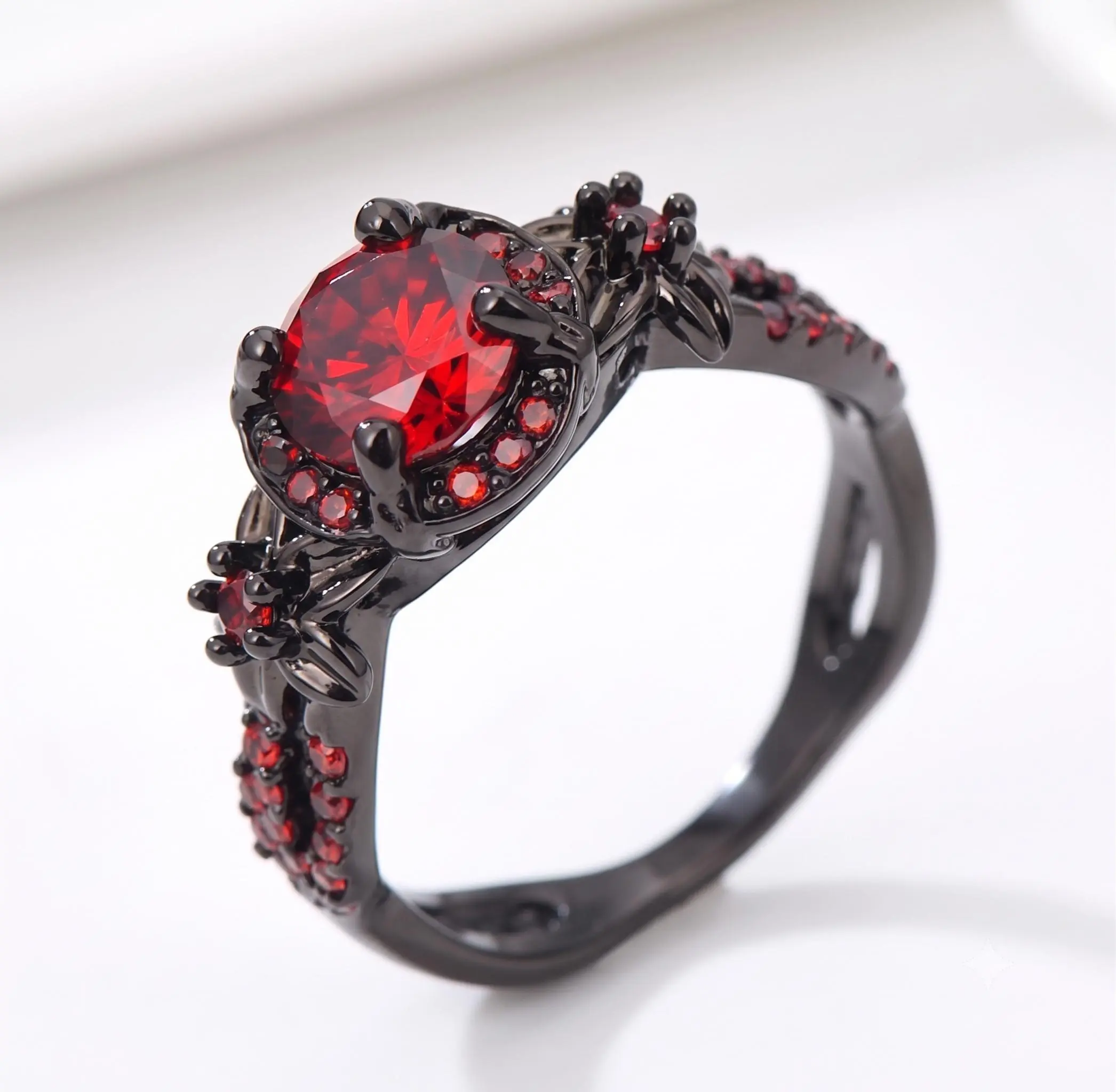 Unique Luxurious Mysterious Dark and Dazzling Ring Synthetic Moissanite Rings engagement rings wedding holiday gifts luxurious dazzling affordable For Her Jewelry