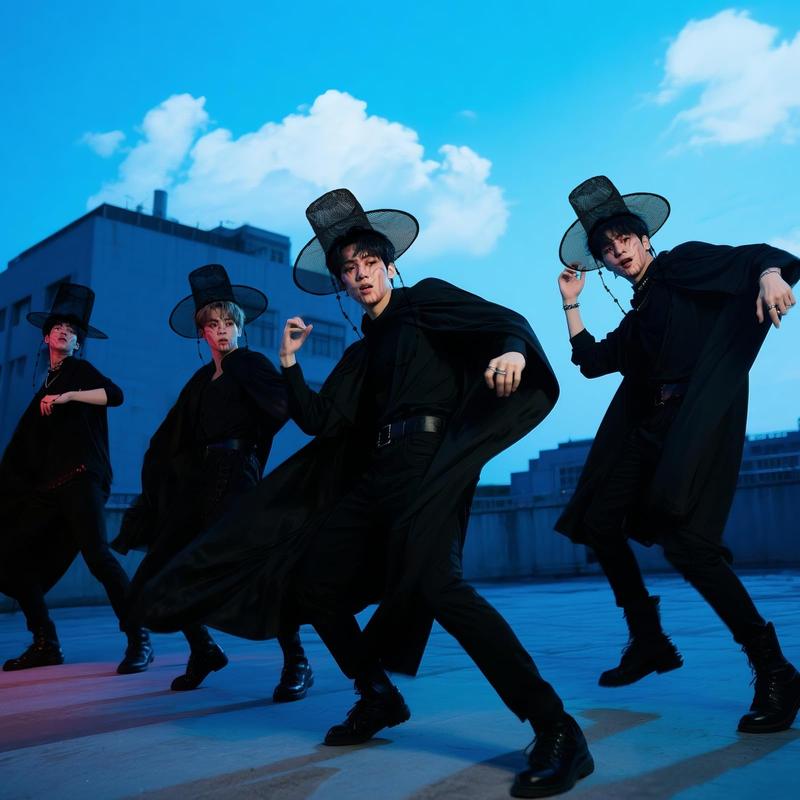 Korean Gat Hat Cosplay Accessory – Traditional Joseon Dynasty Black Mesh Hat with Beaded Chains & Ribbon | Kpop Idol Style Costume Hat for Men, Party & Stage Performance Womenswear Clothes