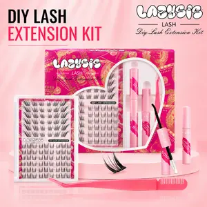 Lazysis Cat Eye Foxy Mixed DIY Lash Extension Kit, Wispy Cluster Lashes with Natural Look, Easy to Apply Long Lasting Lightweight Lash Extensions, Soft Fluffy Invisible Band Eyelashes for Lifted Fox Eye Glam Makeup outdoorfun