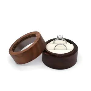 Luxury Wooden Double Ring Box with Glass Lid – Perfect for Wedding, Engagement, or Proposal