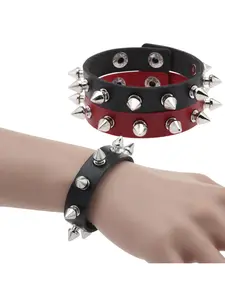 PU Leather Punk Rivet Bracelet, Street Style, Nightclub Fashion, Couple Jewelry, Single Row Wristband, Stackable Bracelets