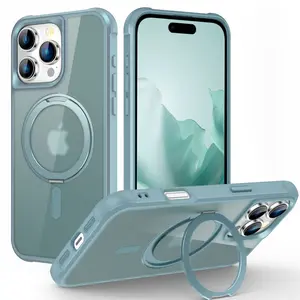 Fin Luxury 360°Rotating Folding Magnetic Stand Phone Case For iPhone 16 11 12 13 14 15 Pro Max Shockproof Armour Protective Cover