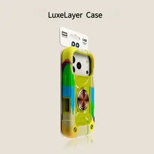 Compatible with IP17/16Pro Max, colorful ring stand soft case, 15PC three-in-one protective case