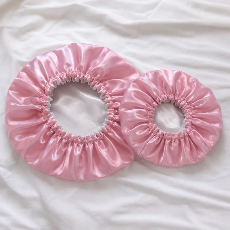 Handmade Pink Silver Reversible Satin Bonnet