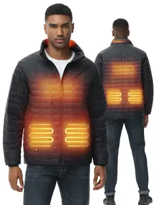 Heated Jackets for Men with Rechargeable 7.4V Battery Pack Outdoor Winter Electric Heating Coat, Black-02