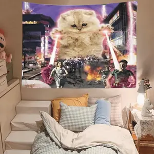 Magical Cat Tapestry - 37X28" Polyester Wall Decoration for Living Room, Bedroom, Or Dorm | Comes with Complimentary Additions