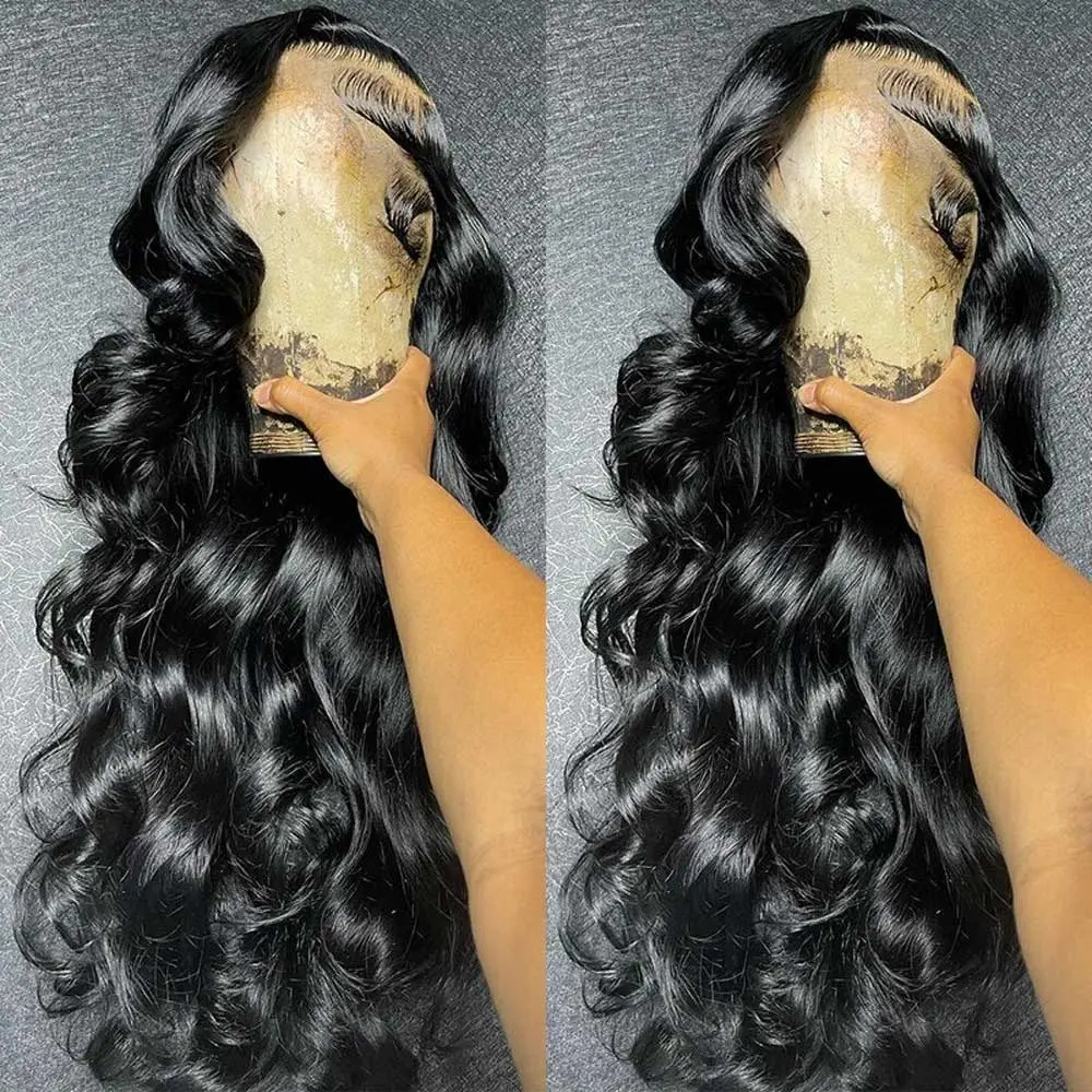 MYLOCKME 360 HD Lace Front Wig Human Hair 180% Density Body Wave Transparent Lace Frontal Wig Pre-Plucked Hair Full Hairline Natural Wigs