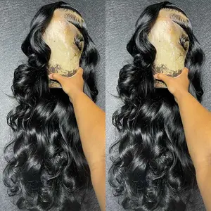 MYLOCKME 360 HD Lace Front Wig Human Hair 180% Density Body Wave Transparent Lace Frontal Wig Pre-Plucked Hair Full Hairline Natural Wigs