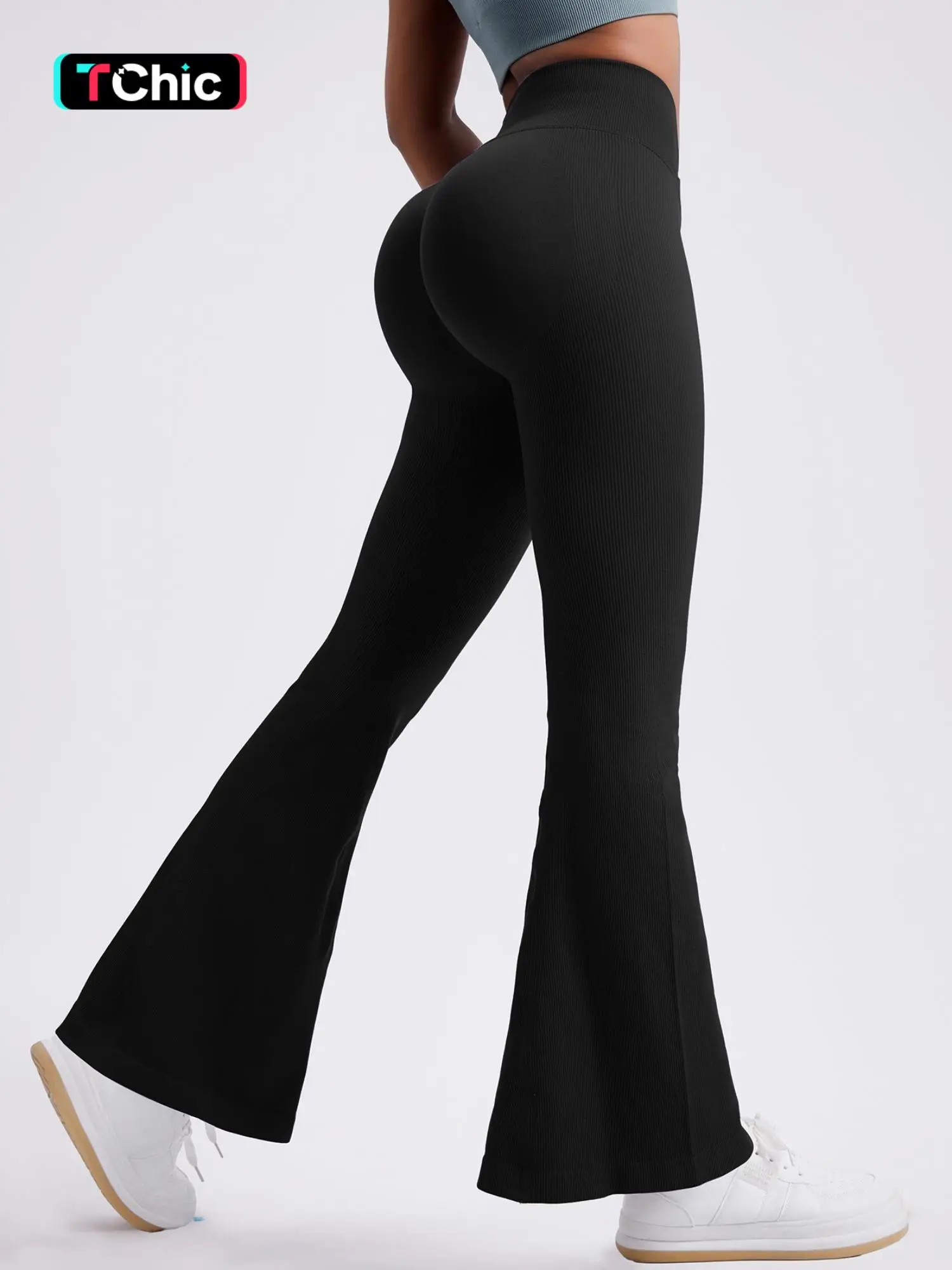 Flare Leggings Yoga Pants Women High Waist Wide Leggings Pants Women Gym Workout Fitness Sports Flared Pant Latin Dance Trousers Fashionable threaded