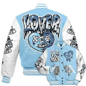 Legend Blue Dunkare Varsity Jacket, Lover Loser Graphic Streetwear, Matching Sneaker Outerwear Style, Fashion Gift For Stylish Couples