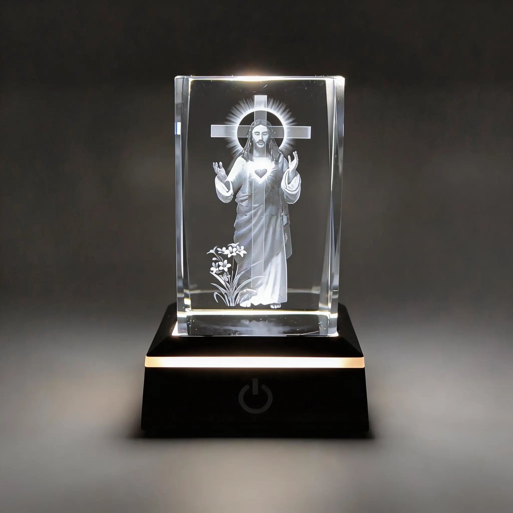 Jesus Cross Night Light: Multi-Color LED Laser Engraved Glass Lamp with Adjustable Modes, USB & Battery Powered – Perfect Spiritual Gift for Christian Home Decor, Bedside Prayer, Baptism, Confirmation & Easter