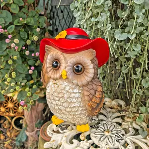 Realistic Owl Figurine, Balcony Garden Decoration, Resin Animal Model, Indoor Outdoor Cute Ornament, Small Yard Scenery
