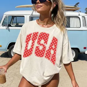 Comfort Colors USA Shirt Red Polka Dot, Patriotic USA Shirt , Fourth of July Shirt