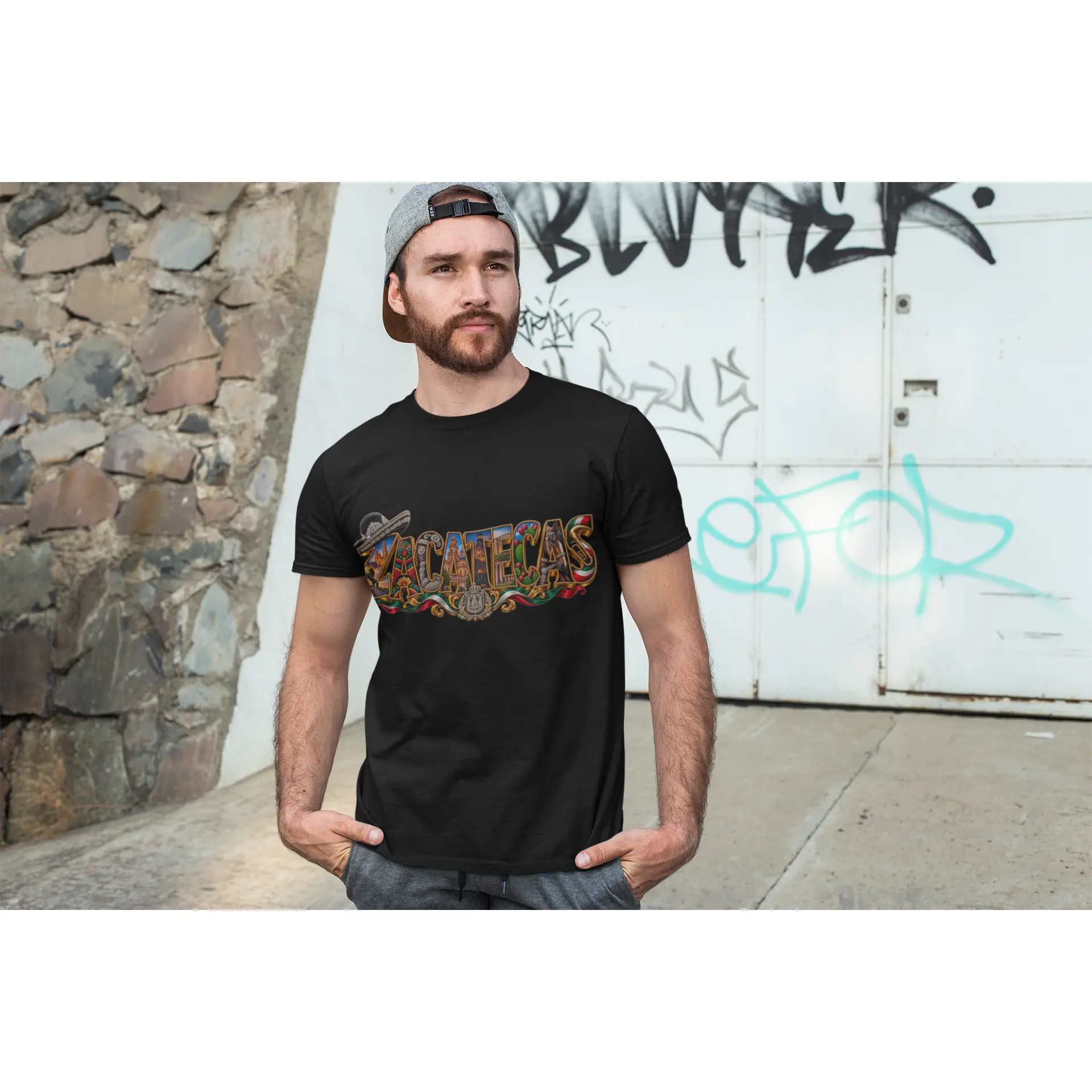Zacatecas Mexico Typography T-Shirt | Mexican Flag Colors, Cultural Landmarks