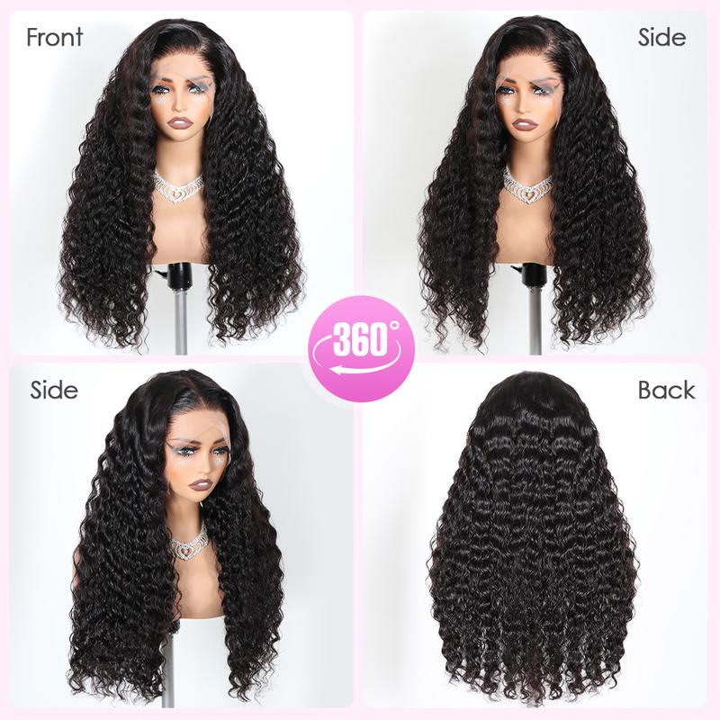 Cynosure 220 Density Water Wave 360 Lace Front Wig Human Hair Pre Plucked Pre Bleached Hidden Strap 360 HD Lace Frontal Wig Affordable Human Hair Wigs For Women