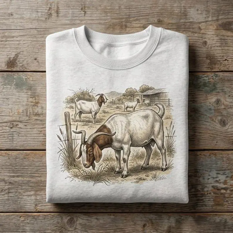 Goat Sweatshirt Vintage Goat Shirt Farm Life Cottagecore Tee Hoodie Unisex Country Animal Graphic Pullover Gift for Goat Lover
