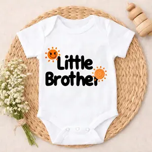 Soft Baby Bodysuit Little Brother Sun Print 100% Pure Cotton Non-Irritating Snap Closure Breathable Perfect For Gifting & Everyday