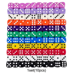 10 Piece 16mm Multicolor Dice Set, 6 Sided Dices with Round Points, Ideal for Board Games, Perfect for Gaming Enthusiasts