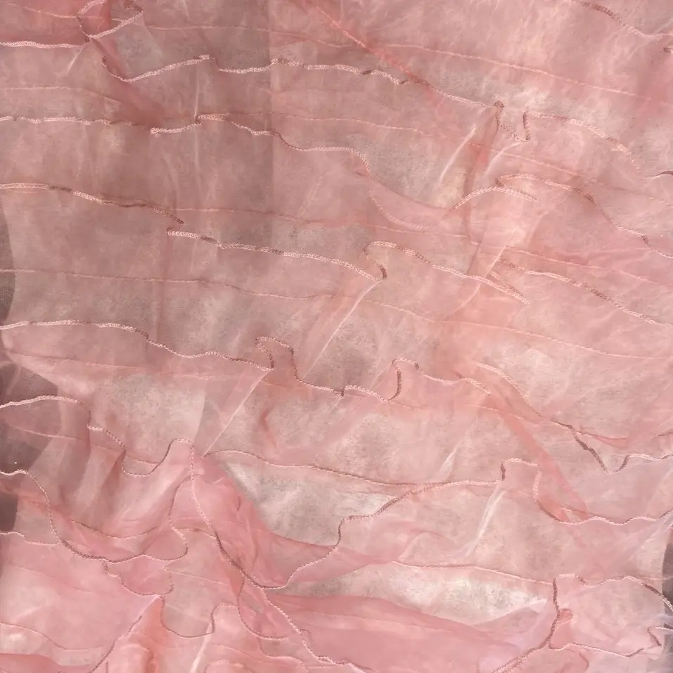 Ruffled organza with mesh base