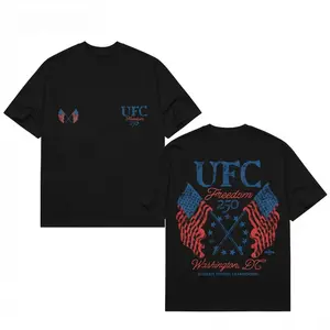Men's White UFC Freedom 250 Flags T-Shirt |   UFC Champions Streetwear Summer Outfits Graphic Tee Gift for Him