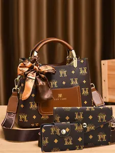 New Fashionable High-End Three-Piece Set Mother-And-Child Bags, Trendy Print Women's Handbags, Stylish Female Purses, Fashionable Patterned Bag