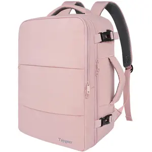[New Deal]  Travel Backpack for Women, Carry-On with USB Port, Shoe Pouch, TSA for 15.6” Laptop, Good for Nurses, Weekend Trips, Business, Hiking - Pink