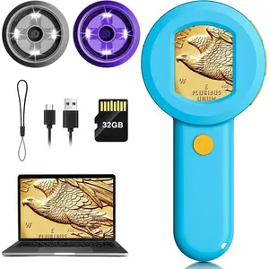 Microscope Magnifying Glass for  and Adults: 100X Portable Handheld Digital Microscope with Light - Pocket Jewelers Loupe with 2" Screen - USB Mini  Magnifier for Collector