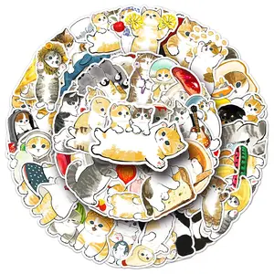 50pcs Cute Cat Cartoon Stickers, Creative Graffiti Sticker Pack, Waterproof DIY Decorative Stickers for Luggage, Phone Cases, Notebooks
