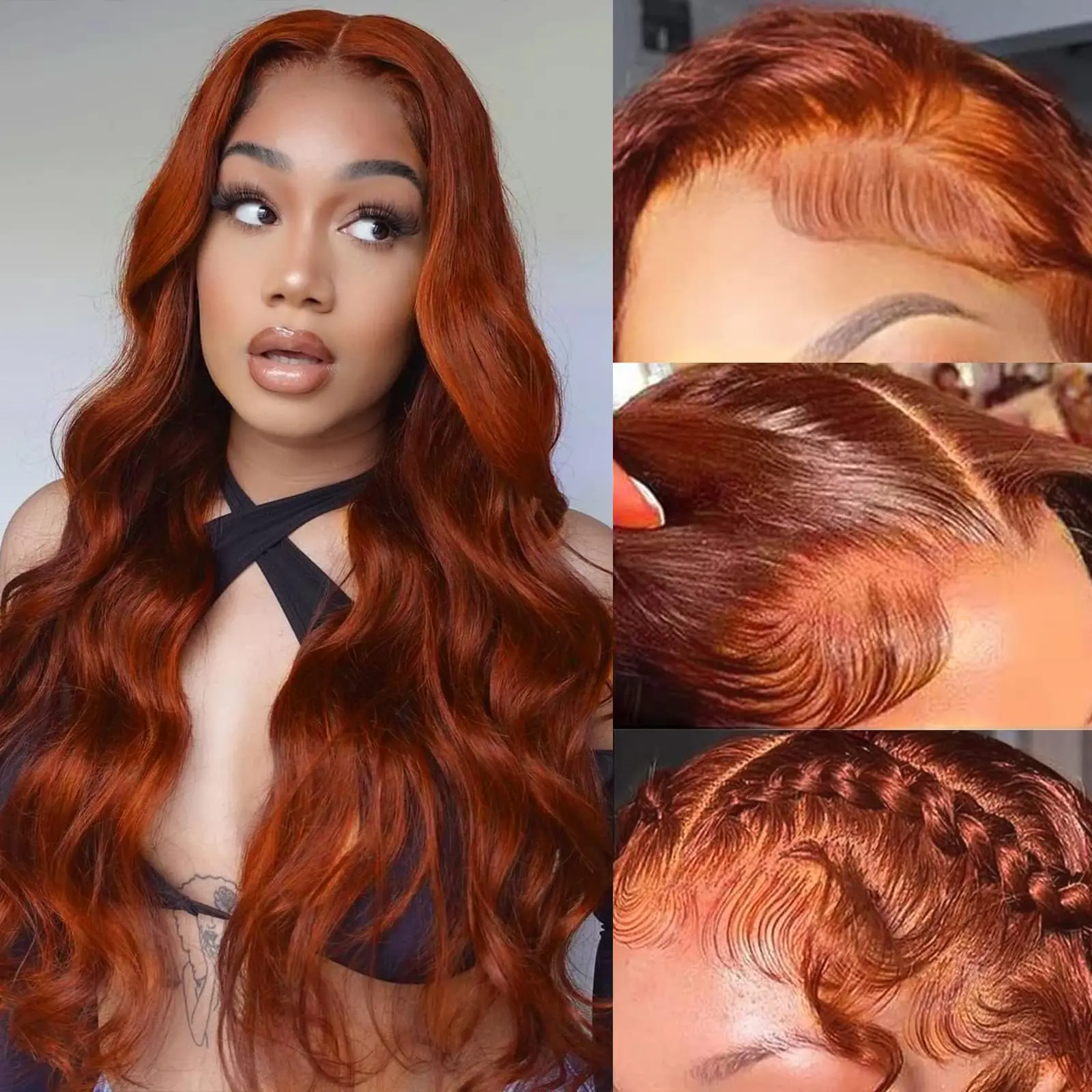 Bling Hair Body Wave Red Brown Lace Front Wigs 33# Colored 13x4/13x6 Human Hair Wigs Pre Plucked with Baby Hair 180% Density 7x5 Glueless Wigs