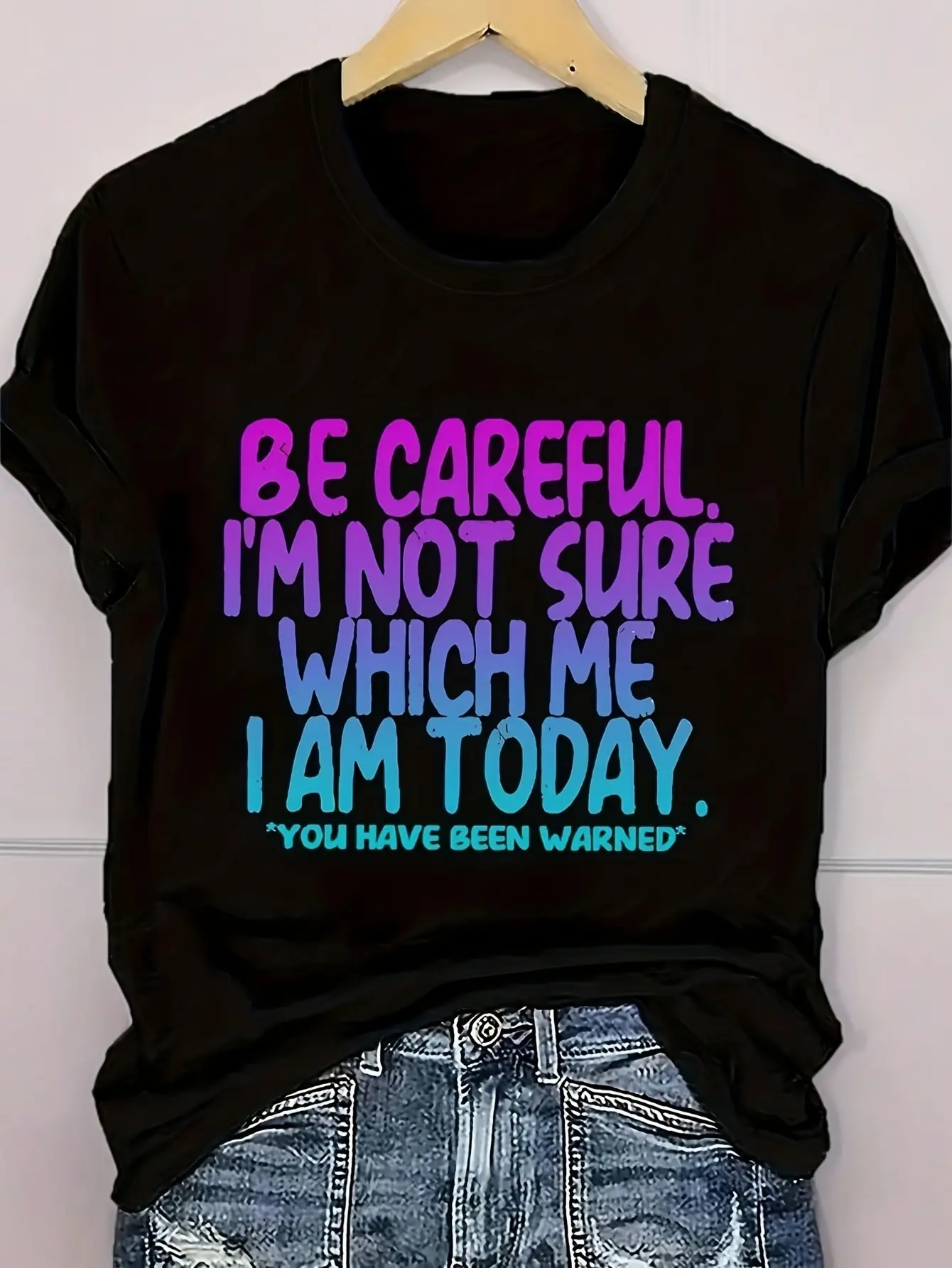 [Lettering Everyday Tee] Funny Women's "I'm Not Sure Which Me I Am Today" T-Shirt |   Pink Crew Neck Tee |   Lightweight Casual Shirt |   Humorous Gift for Ladies |   Comfortable Fit